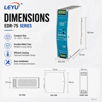 32.5mm Ultra Dar 75W DIN Raylı Güç Kaynağı 12V 24V 48V AC DC Dönüştürücü Endüstriyel SMPS EDR-75
