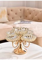 Licht luxe Scandinavische glazen meerlaagse fruitplank, gedroogd fruit vijf-vakjes schaal voor huishoudelijk gebruik in de woonkamer, licht luxe dienblad