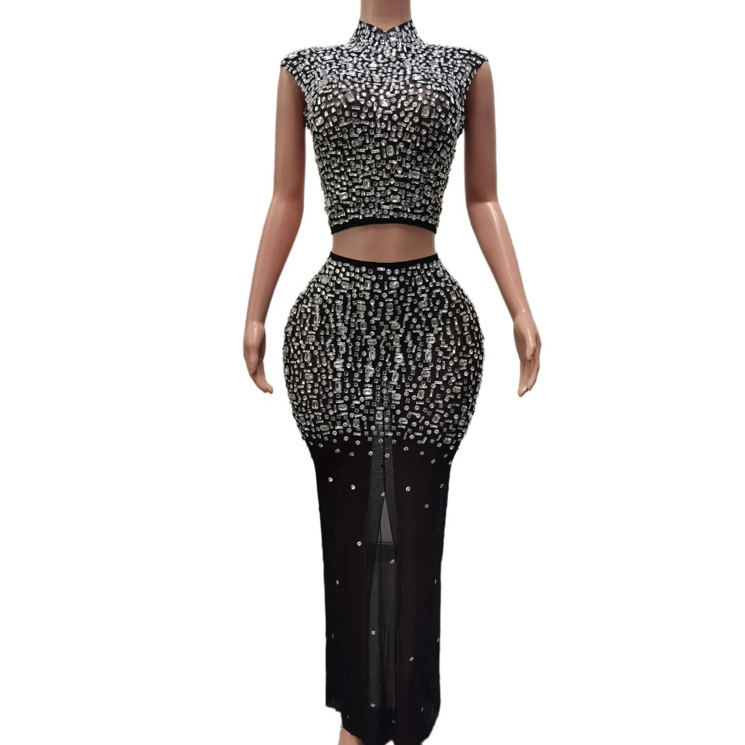 Vestido Sexy Xem Qua Sequin Kim Cương Top Dài Váy Phụ Nữ Trang Phục Chính Thức Tiệc Đêm Bên Váy Phụ Nữ Bữa Ăn Tối Prom Buổi Tối Ăn Mặc