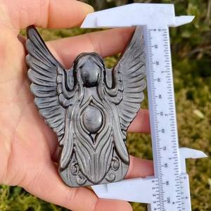 Cristal d'obsidienne naturelle de haute qualité, artisanat de cristal, ange porte-bonheur, pour cadeau souvenir - Product Image 4