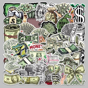 50 Pegatinas Adhesivas con Símbolo de Dólar, Estilo Lindo de Dibujos Animados, Pegatinas Creativas Retro de Graffiti Jack&Sunny para Computadora, Diario, Audífonos - Product Image 2