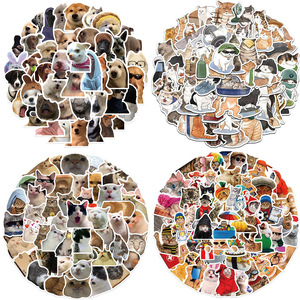 ZY2725S 50 Piezas de Adhesivos Decorativos con <span class=keywords><strong>Memes</strong></span> de <span class=keywords><strong>Gatos</strong></span> y Perros, Adhesivos de Vinilo Impermeables para Scrapbooking, Graffiti, Tazas, Guitarras, Laptops y Equipaje - Product Image 2