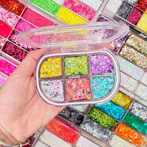 Vente flash <span class=keywords><strong>Black</strong></span> <span class=keywords><strong>Friday</strong></span> <span class=keywords><strong>Maquillage</strong></span> visage 6 couleurs Palette de gel pailleté minéral Multifonctionnel Imperméable Visage Corps Logo personnalisé - Product Image 2