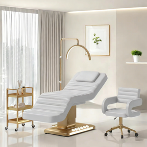 Luxury Electric Massage Table Golden Leather Facial <strong>Bed</strong> with Remote Control <strong>LED</strong> Light for Professional Spa Beauty Salon Clinic - Product Image 2