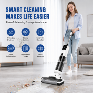Nettoyeur de sol sans fil intelligent 3 en 1, <span class=keywords><strong>aspirateur</strong></span>, nettoyeur de sols durs tout-en-un avec assistant vocal et autonomie de 45 minutes - Product Image 2
