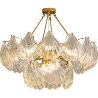PM rétro verre coquille forme lustre français rond plaqué or suspension lampe créative salon salle à manger cristal luminaire