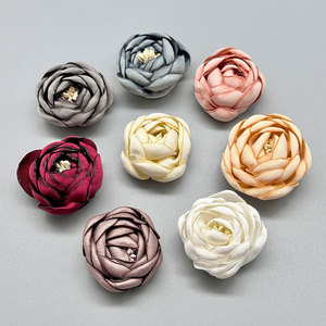 Flores de tela 3D de 3.5 cm, rosas de tela hechas a mano para bodas, joyería, zapatos, sombreros, broches, accesorios para el cabello - Product Image 1