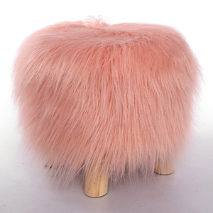 Solid Color Long Hair Faux Fur <b>Stool</b> 30x30Cm Soft Home <b>Ottoman</b> Living Room Furniture Modern Minimalist Design - Product Image 5