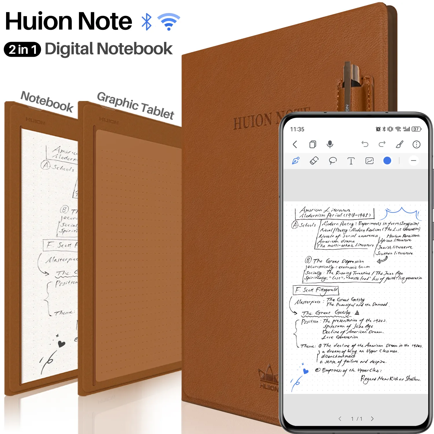 huion note 2 in 1 digital notebook drawing portable electronic wireless a5 size e-writing handwriting smart notebook X10