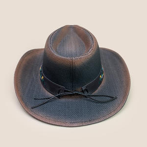 Nouveau design hommes été pêche en plein air fête large bord Cowboy chapeaux de <span class=keywords><strong>paille</strong></span> Vintage Simple Western Jazz Fedora <span class=keywords><strong>chapeau</strong></span> de <span class=keywords><strong>paille</strong></span> avec des bandes - Product Image 4