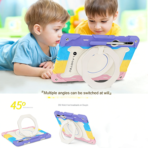 Étui pour tablette pour enfants pour Samsung <span class=keywords><strong>Galaxy</strong></span> Tab <span class=keywords><strong>S8</strong></span> Ultra / OPPO <span class=keywords><strong>Pad</strong></span> avec support rotatif, sangle de poignet, housse OEM/ODM/marque privée - Product Image 4