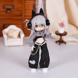 1:8 nhựa BJD búp bê Quần áo thời trang đường phố tính khí jeans vest áo len thiết lập Chéo Vòng cổ bé búp bê đồ chơi cô gái phụ kiện - Product Image 4