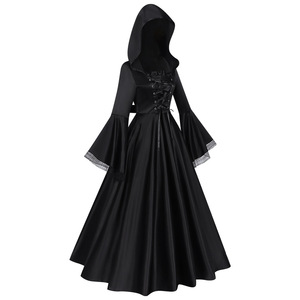 Vestido <span class=keywords><strong>de</strong></span> Halloween, <span class=keywords><strong>disfraz</strong></span> <span class=keywords><strong>de</strong></span> <span class=keywords><strong>bruja</strong></span> negra, <span class=keywords><strong>disfraz</strong></span> <span class=keywords><strong>de</strong></span> novia fantasma, vestido con capucha <span class=keywords><strong>para</strong></span> mujer, vestido medieval, vestido largo gótico, ropa europea - Product Image 4