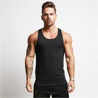 Solid color summer sleeveless sports gym running vest for men's fitness vests cotton tank tops