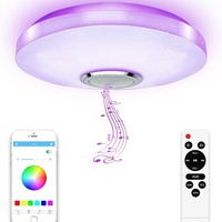 Plafonnier intelligent LED RGB coloré + CCT3 à gradation, avec commande via application et télécommande, et haut-parleur musical, pour Chambre, Salon, Salle à manger, Café, Bar, Comptoir