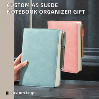 Carnet de notes en cuir A5 de qualité supérieure, papier épais, logo imprimé, reliure cousue, pour le bureau, avec porte-stylo