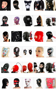 Balaclava en <span class=keywords><strong>latex</strong></span> pour adulte, masque intégral à capuche, masque facial à bouche ouverte, couvre-chef à capuche, accessoire de combinaison, accessoires de cosplay pour couple - Product Image 6