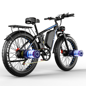Vélo électrique de montagne 26 pouces, 52V, double moteur 4000W, haute vitesse, batterie lithium 32Ah, cadre en aluminium, pneus larges - Product Image 2