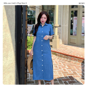 Women's Sage Green Short Sleeve Button Down Shirt Dress, Casual Lapel Collar Midi Dress <b>Hot</b> Sale from Vietnam - Product Image 2