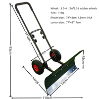Pala quitanieves con ruedas, herramienta manual para quitar nieve en invierno, carro quitanieves de metal resistente para entradas de vehículos y patios.