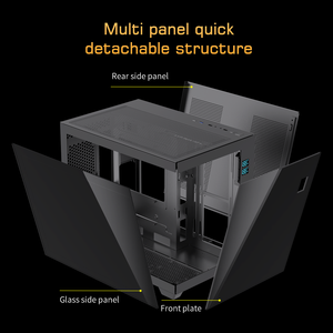 Lovingcool casing komputer komputer komputer, casing Pc game OEM M-ATX mini-itx Tempered Glass dengan tampilan layar temperatur CPU - Product Image 2