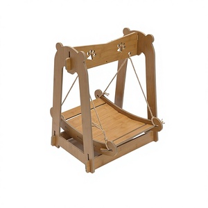 Hamac pour chat en MDF avec placage en bois, assemblage sans outil (K/D), avec corde en chanvre - Product Image 4