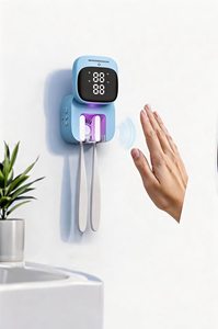 Hands-free wave induction Automatic open cover <b>LED</b> <b>clock</b> display OEM/ODM toothbrush sanitizers Sanitizers holder - Product Image 3