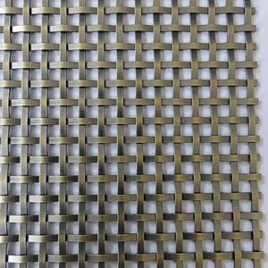 Altın Renkli Paslanmaz Çelik Dekoratif Kıvrımlı Tel Örgü Izgara Perde Uzun Ömürlü Dayanıklı Düz Dokuma Tekniği - Product Image 2