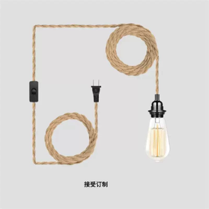 Vintage Hemp Rope Electric <strong>Cable</strong> EU Plug with Switch and Holder for Home Decor DIY Plug-In Cord Light <strong>Fixtures</strong> - Product Image 6