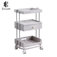 Chariot de Salon Pliant de Luxe Moderne à Trois Niveaux avec Roulettes, Support Robuste en Acier Inoxydable pour Maison, Bureau, Atelier, Entrepôt