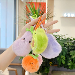 Sevimli Avokado Kiraz Patlıcan Peluş Anahtarlık Charm Yumuşak Tüylü Dolgulu Oyuncak Meyve Çantası Süsü Kaybolmaya Karşı Örgülü İp ile - Product Image 3