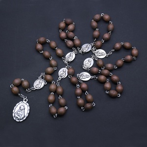 일곱 슬픔 <span class=keywords><strong>Chaplet</strong></span> 묵주 타원형 나무 구슬 Rosaries 성모 마리아 묵주 센터 천주교 선물 종교 - Product Image 3