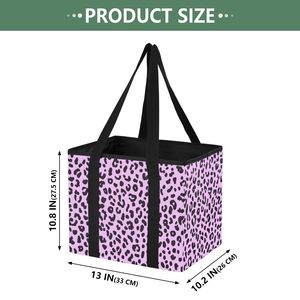 Sac de courses pliable et réutilisable pour femme, motif guépard rose, organisateur de coffre de voiture personnalisé, vente en gros - Product Image 2