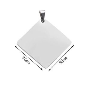 Collier avec pendentif carré en acier inoxydable, 4 couleurs, style motard, bijoux pour hommes et femmes, 35 mm * 35 mm - Product Image 4