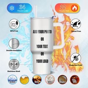 Изготовленный на заказ логотип 40oz стаканы 304 нержавеющей стали вакуумная кружка изолированный 40oz стакан с ручкой и крышками - Product Image 4