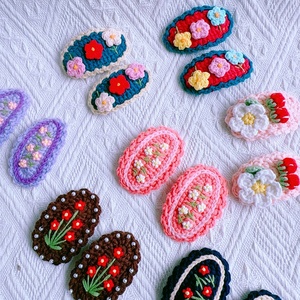 Nieuwe schattige geborduurde kristallen bloem cartoon pastorale stijl fruit haarclip voor meisjes kinder baby bloemen haaraccessoire - Product Image 1