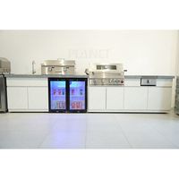 Îlot de cuisine extérieur de luxe personnalisé avec 8 brûleurs et armoires en acier inoxydable pour barbecues