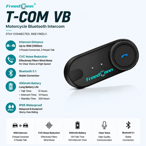 Intercom FreedConn T-COM VB <span class=keywords><strong>pour</strong></span> 2 motards, fonction de partage de musique radio FM, <span class=keywords><strong>casque</strong></span> de <span class=keywords><strong>moto</strong></span> 5.1 - Product Image 1