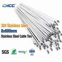 Attaches en acier inoxydable 304 résistantes aux UV, à verrouillage par boule, métalliques, 8*600mm (24 pouces de large) pour le regroupement de câbles extérieurs, vente en gros, OEM