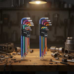 Jeu de clés Allen à embout sphérique à bras long Vevor 22 pièces, SAE et métriques, qualité industrielle, acier au chrome-vanadium - Product Image 2