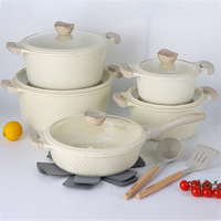 Ensemble de cuisson de luxe en aluminium gaufré 15 pièces, casseroles 20-32 cm, poêle à frire profonde 28 cm, cadeau de déménagement haut de gamme