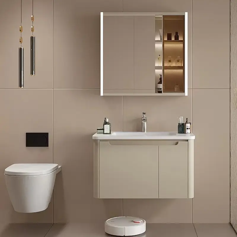 Wall mounted finished bathroom vanity plywood cabinet