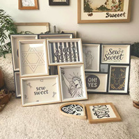 Dekorasi Rumah Diskon Besar 4pcs Bingkai Foto Kayu Hitam 6 inci Set Gantungan Dinding Pajangan Kreatif Buatan Tangan Set Bingkai Foto MDF 6 inci