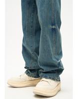 Pantalon denim cargo droit vintage pour hommes personnalisé jeans baggy coupe ample jeans bleu streetwear jeans empilés pour hommes