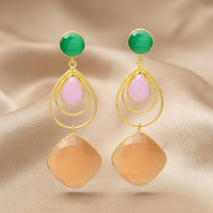 Nuevo Diseño de Gema de Calcedonia Melocotón Rosa Hidroplacada en Oro, Estilo Étnico, Hecho a Mano, para Mujer y Unisex, Ideal para Fiestas de Compromiso - Product Image 3