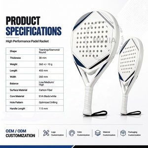 Raqueta de Pádel/Tenis Profesional Deportiva, Calidad OEM, Logotipo Personalizado, Forma de Diamante, Fibra de Carbono 12K, Popular - Product Image 2