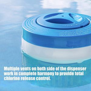 Distributeur flottant de chlore/<span class=keywords><strong>brome</strong></span> pour piscine et <span class=keywords><strong>spa</strong></span>, design pliable, grande capacité de 7 pouces, compatible avec les pastilles chimiques de 3 pouces - Product Image 5
