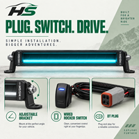 Barre lumineuse LED HSSH 50 pouces 250W avec rétroéclairage RGB, commande par interrupteur filaire, éclairage tout-terrain pour camion, SUV, 4x4