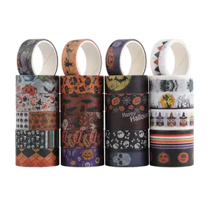 Hot Selling 24 Rollen Halloween Washi Tape mit Fledermaus Ghost Bones Patterns DIY Halloween Wrappings Tapes Kits