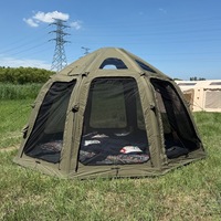 Dôme de glamping gonflable 16 m² Tente de camping mongole avec couverture en coton TC de 4,5 m de diamètre pour le glamping familial en plein air